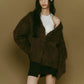 accent mohair cardigan(unisex)/brown - KNUTH MARF