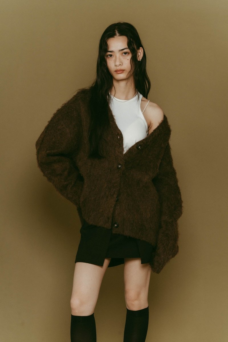 accent mohair cardigan(unisex)/brown - KNUTH MARF