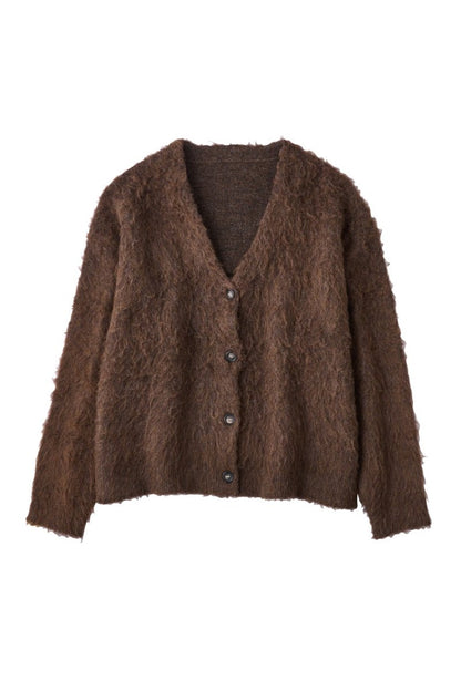 accent mohair cardigan(unisex)/brown - KNUTH MARF