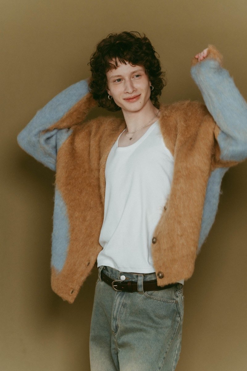 accent mohair cardigan(unisex)/camel - KNUTH MARF