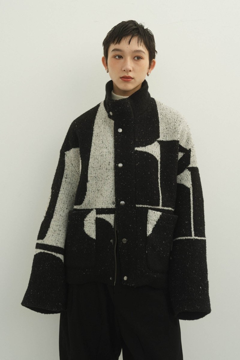 accent pattern knit jacket(unisex)/black - KNUTH MARF