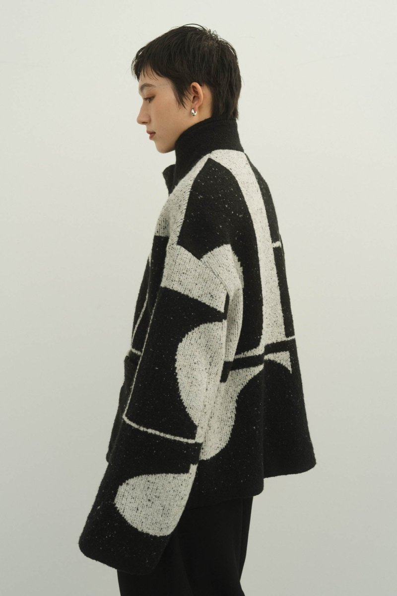 accent pattern knit jacket(unisex)/black | KNUTH MARF