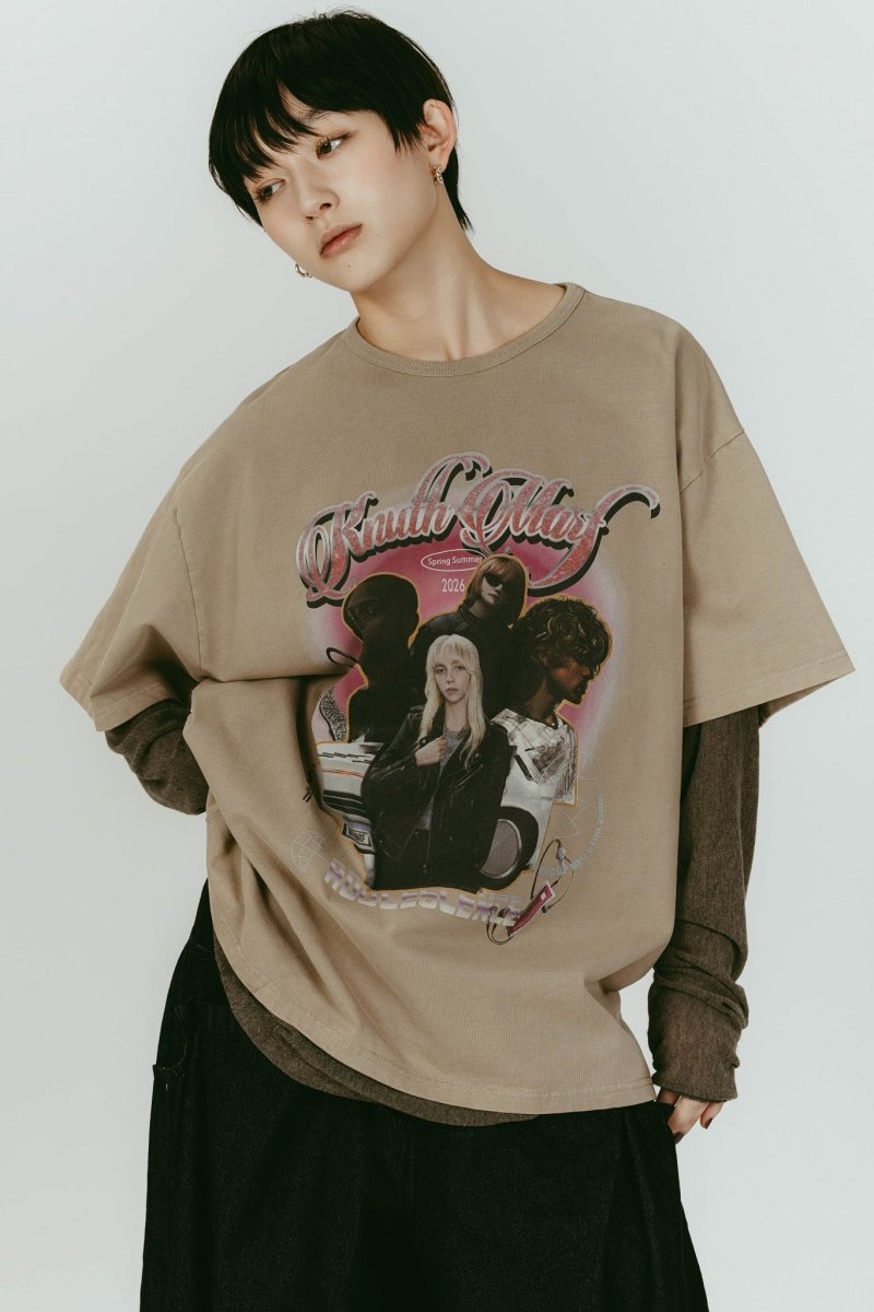 トップス Knuth Marf AI future layered t-shirt AI future layered t-shirt(unisex)/beige | KNUTH MARF