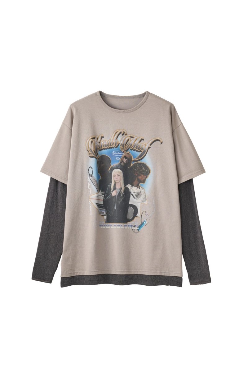 AI future layered t-shirt(unisex)/gray