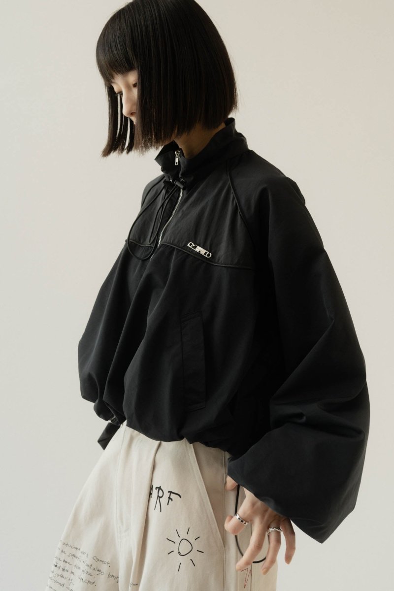 balloon sleeve nylon jacket/black - KNUTH MARF