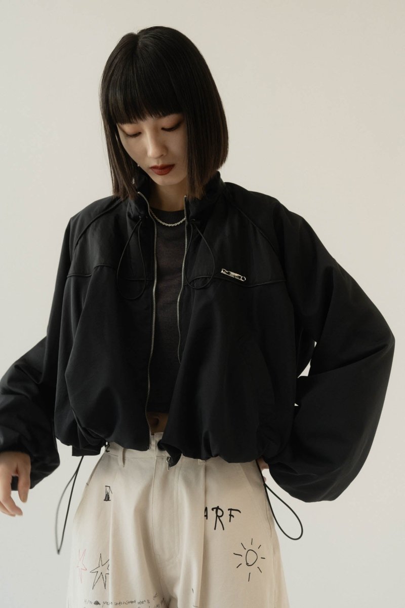 balloon sleeve nylon jacket/black - KNUTH MARF