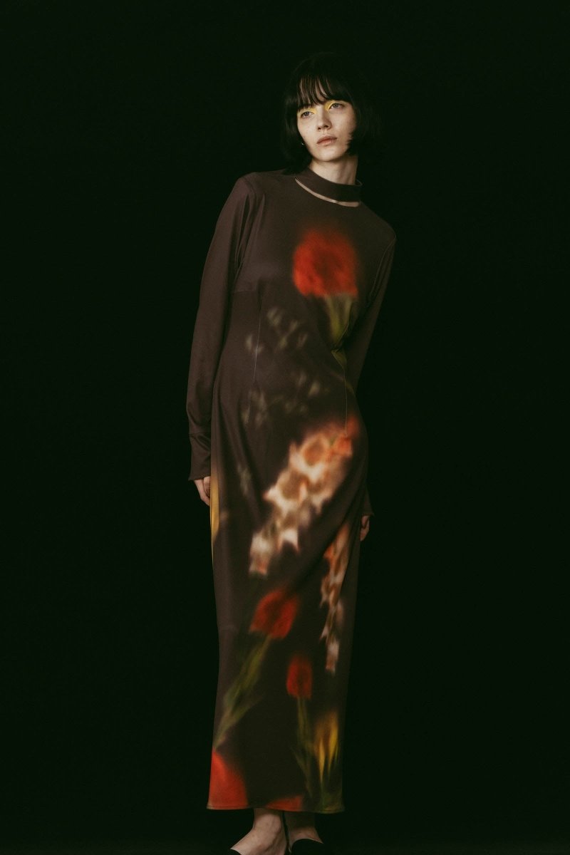 blurry flower one piece/brown - KNUTH MARF