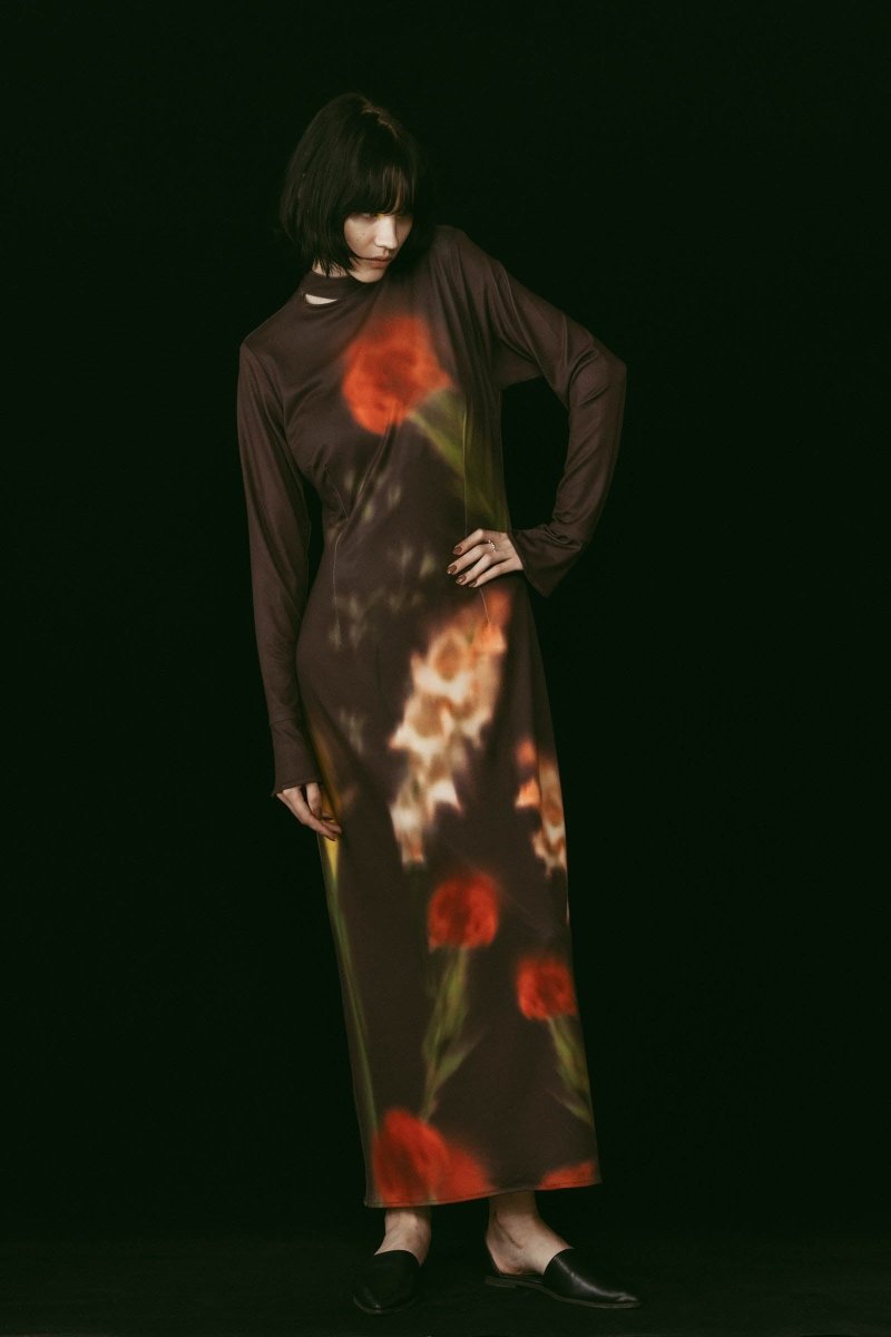 blurry flower one piece/brown - KNUTH MARF
