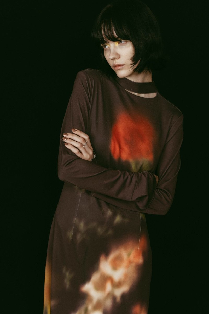 blurry flower one piece/brown - KNUTH MARF