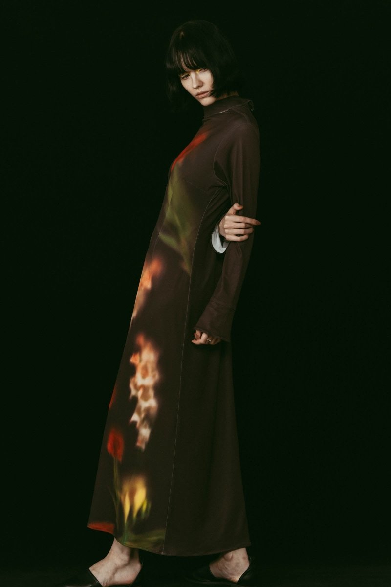 blurry flower one piece/brown - KNUTH MARF