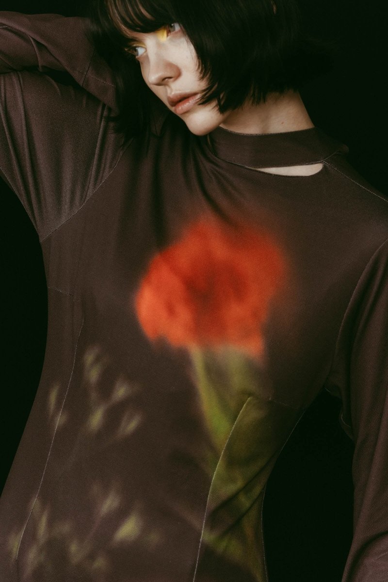 blurry flower one piece/brown - KNUTH MARF