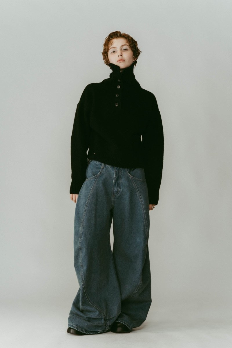 buttoned high - neck knit/black - KNUTH MARF