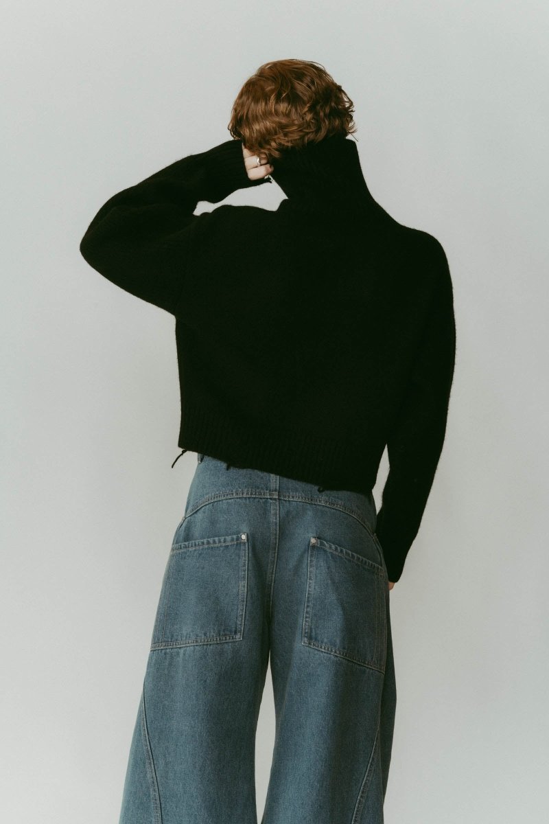 buttoned high - neck knit/black - KNUTH MARF