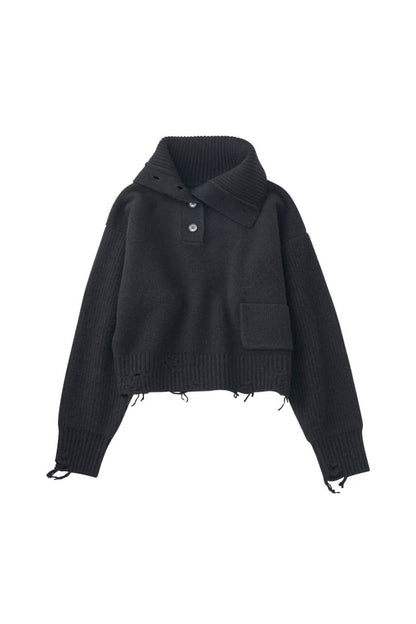 buttoned high - neck knit/black - KNUTH MARF