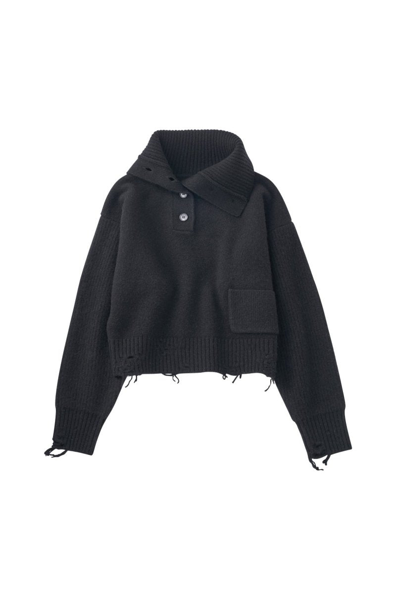 buttoned high - neck knit/black - KNUTH MARF