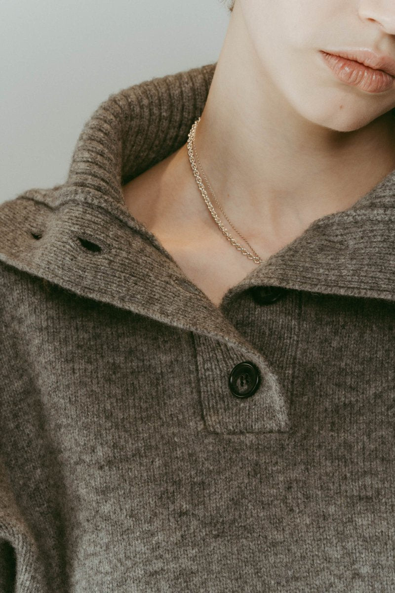 buttoned high - neck knit/gray - KNUTH MARF