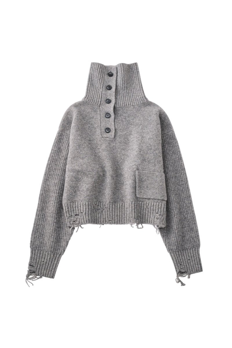 buttoned high - neck knit/gray - KNUTH MARF