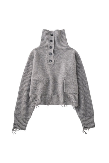buttoned high - neck knit/gray - KNUTH MARF