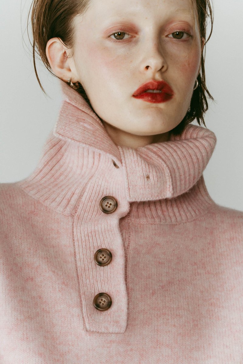 buttoned high - neck knit/pink - KNUTH MARF