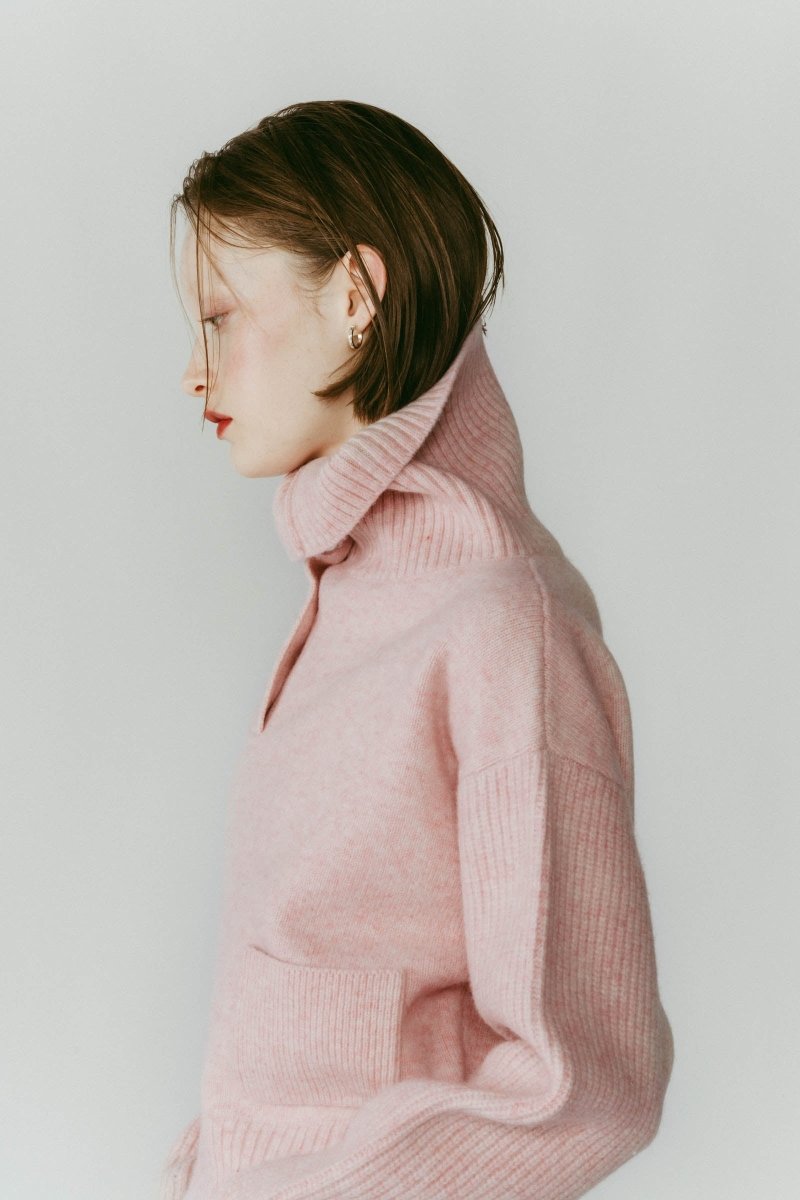 buttoned high - neck knit/pink - KNUTH MARF