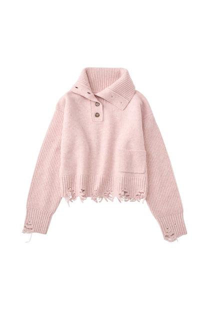 buttoned high - neck knit/pink - KNUTH MARF