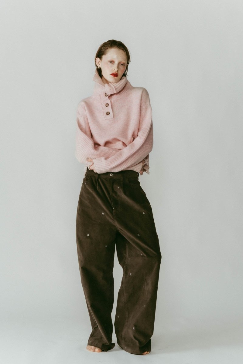 buttoned high - neck knit/pink - KNUTH MARF