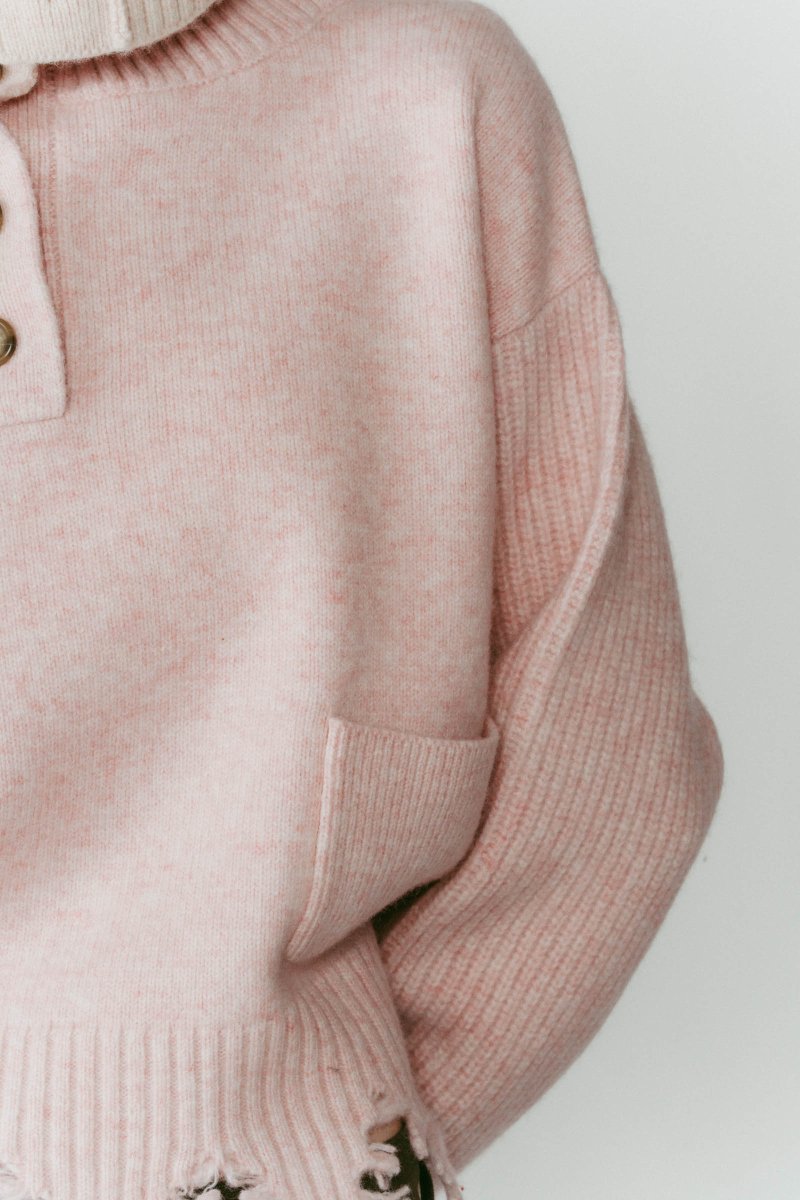 buttoned high-neck knit/pink | KNUTH MARF