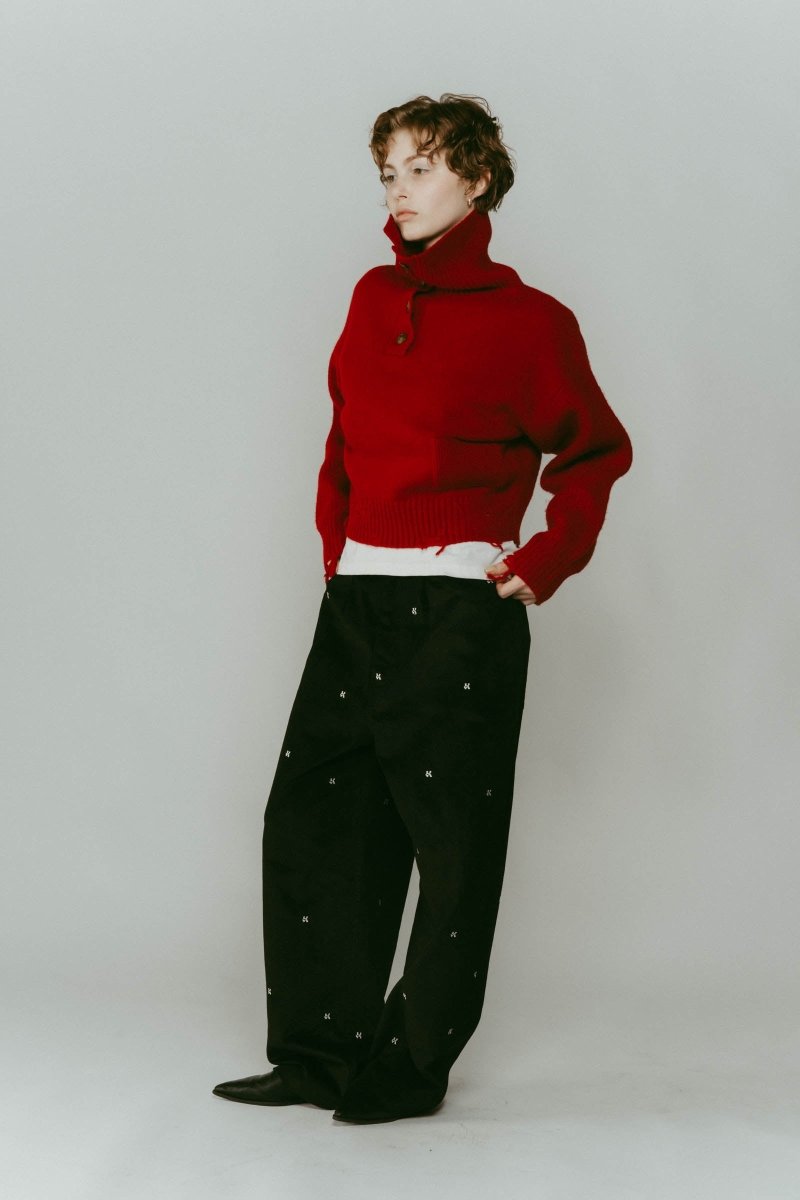 buttoned high - neck knit/red - KNUTH MARF