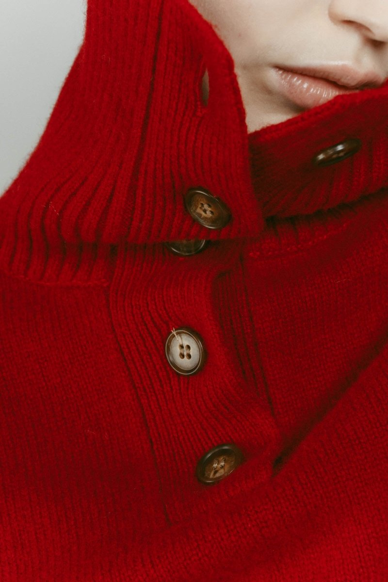 buttoned high - neck knit/red - KNUTH MARF