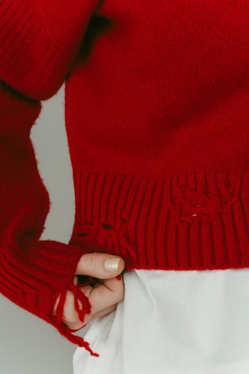 buttoned high - neck knit/red - KNUTH MARF