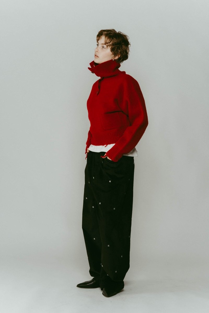 buttoned high - neck knit/red - KNUTH MARF