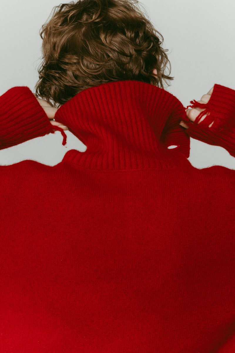 buttoned high - neck knit/red - KNUTH MARF