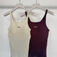 cap in rib tank top/brown,ivory - KNUTH MARF