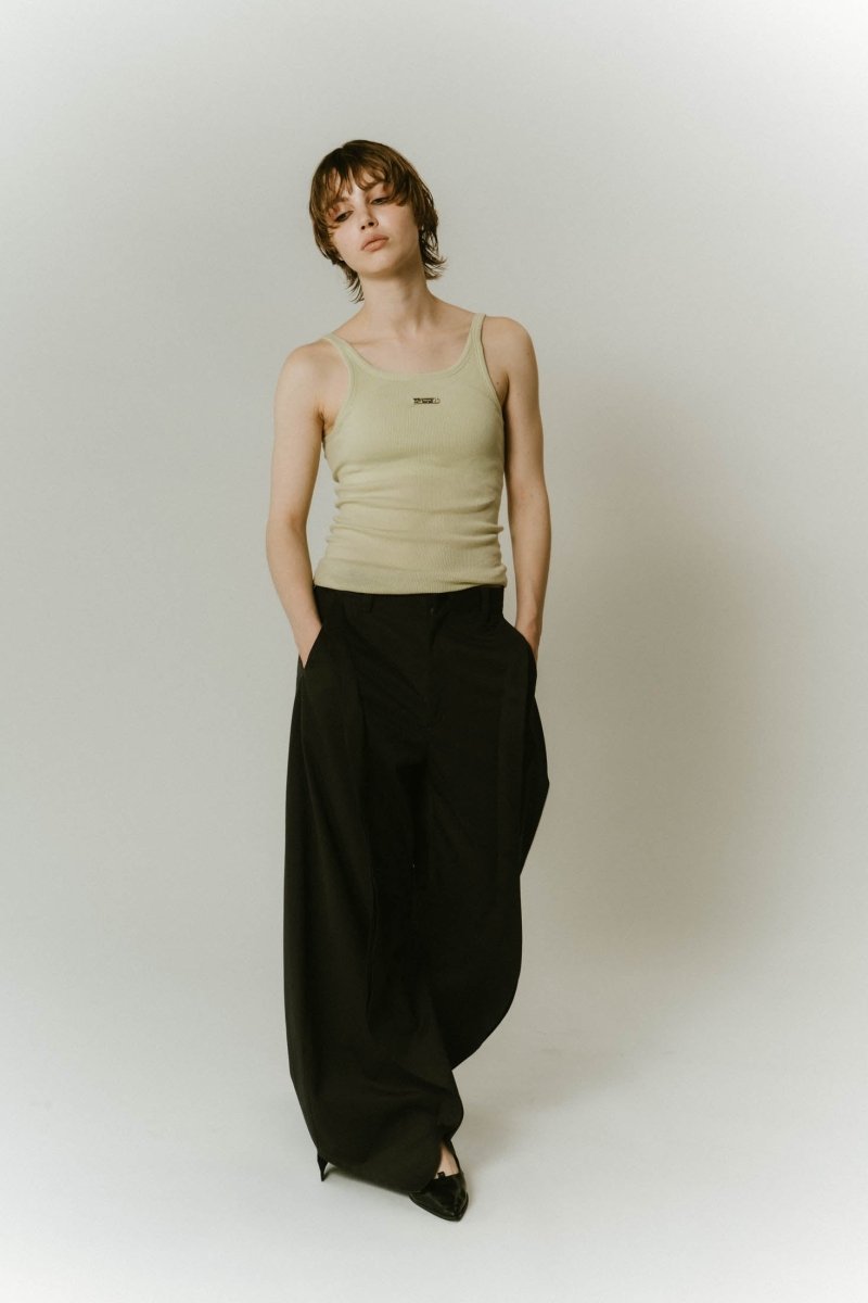 cap in rib tank top/gray,lime | KNUTH MARF