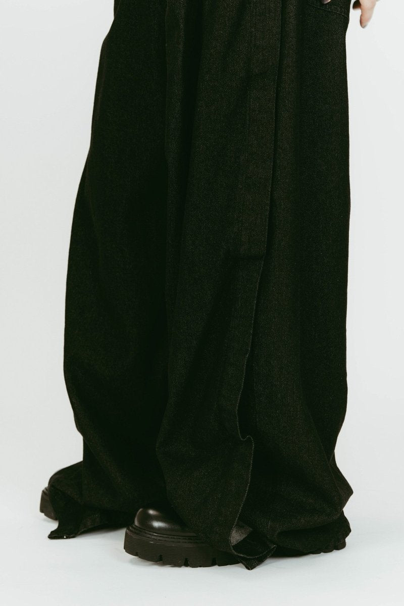 cling drape denim pants(unisex)/black - KNUTH MARF