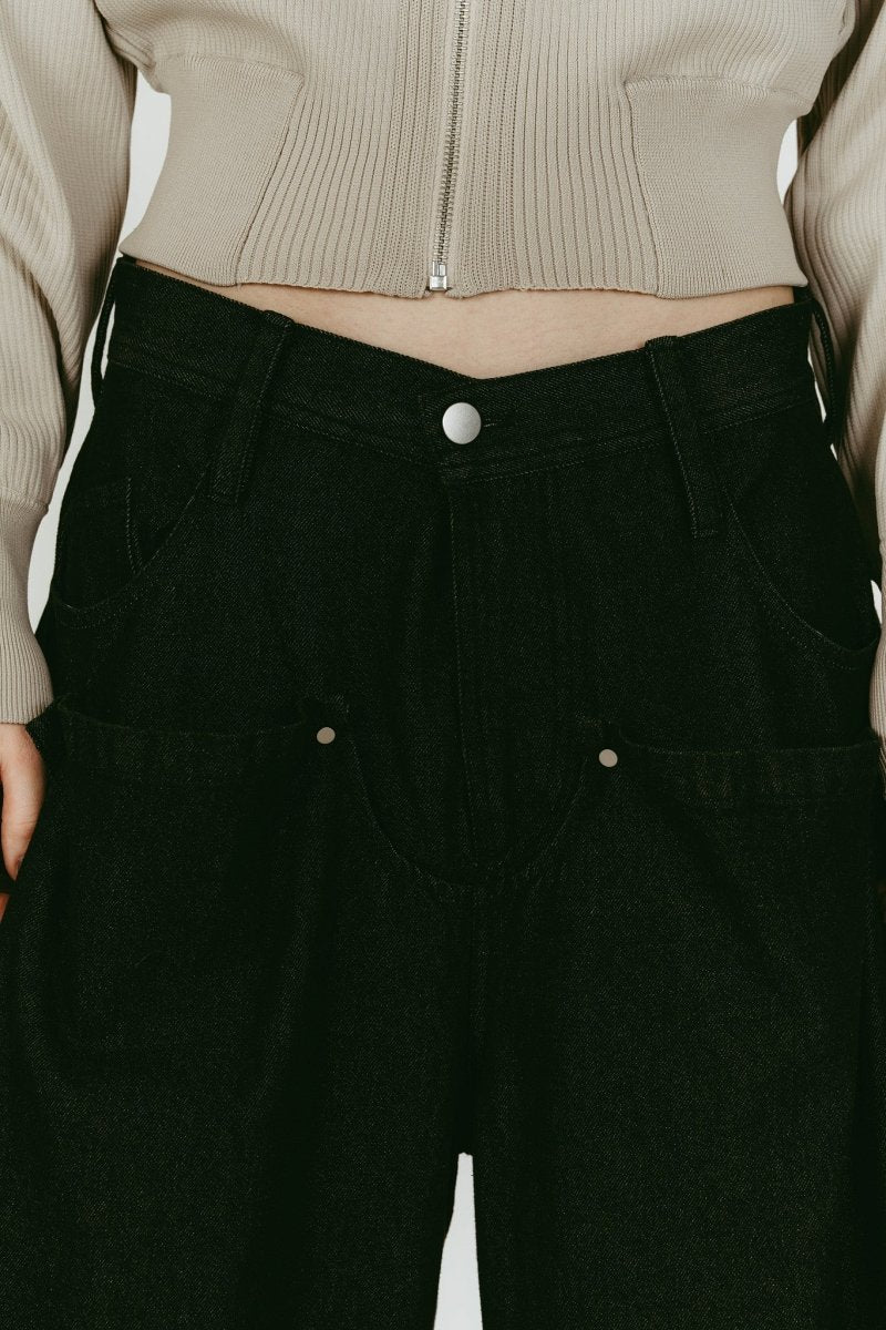 cling drape denim pants(unisex)/black - KNUTH MARF