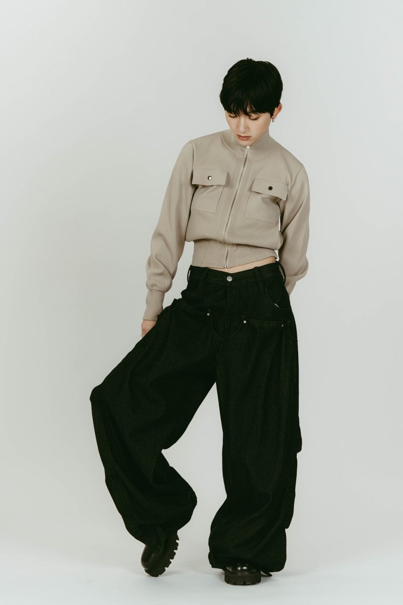 cling drape denim pants(unisex)/black - KNUTH MARF