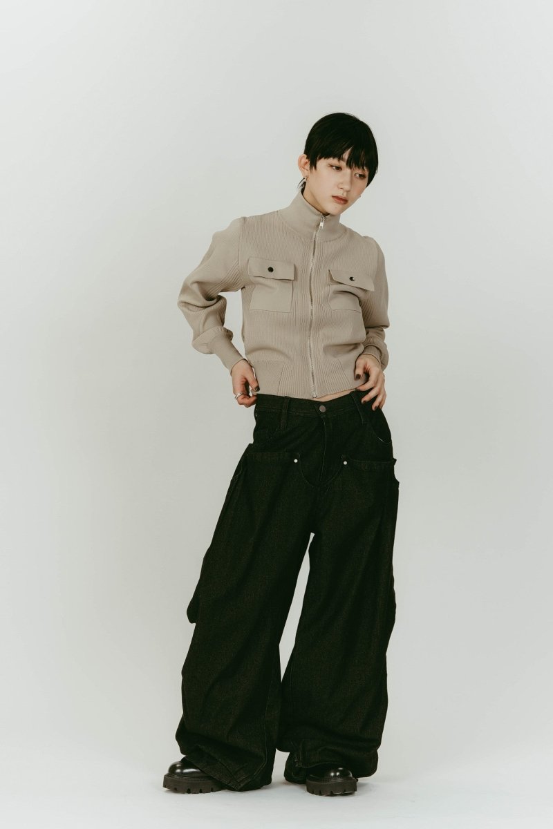 cling drape denim pants(unisex)/black - KNUTH MARF
