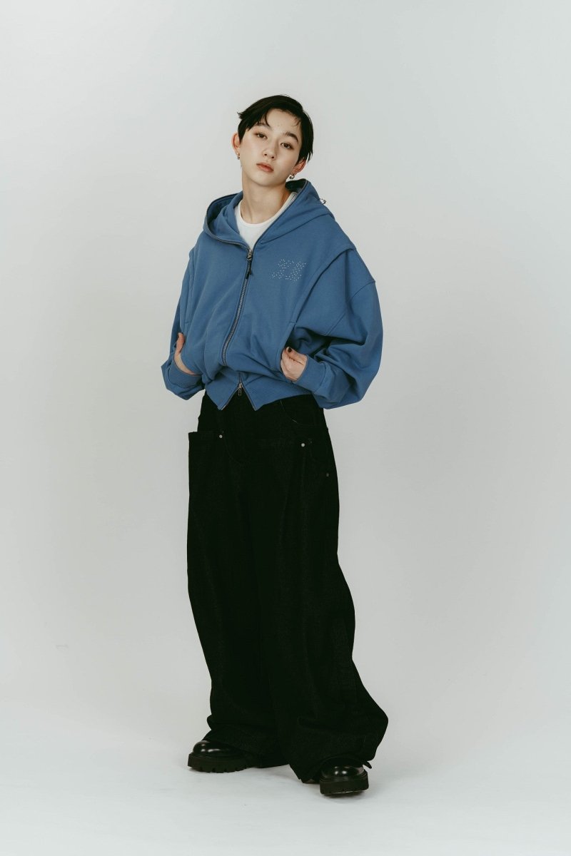 cling drape denim pants(unisex)/black - KNUTH MARF