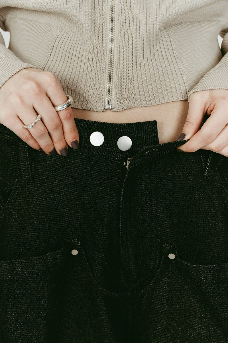 cling drape denim pants(unisex)/black - KNUTH MARF