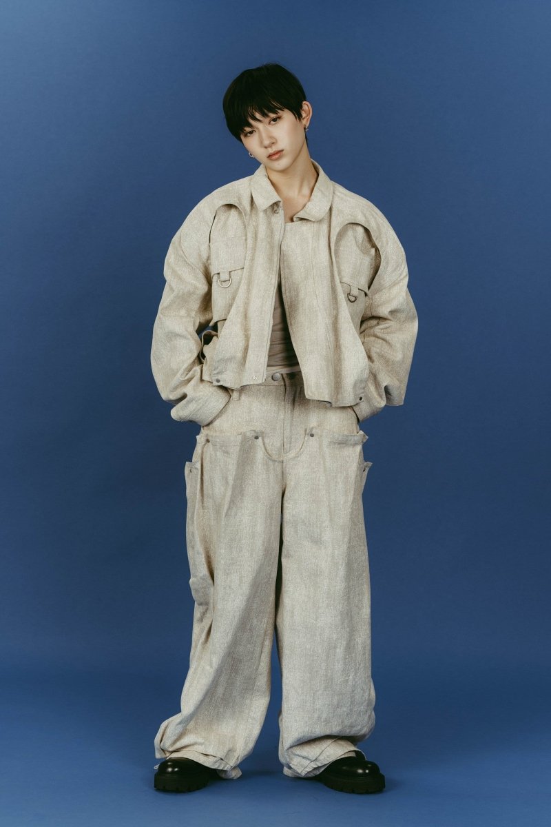 cling drape denim pants(unisex)/greige - KNUTH MARF