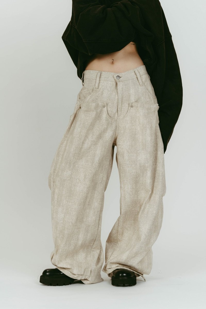 cling drape denim pants(unisex)/greige - KNUTH MARF