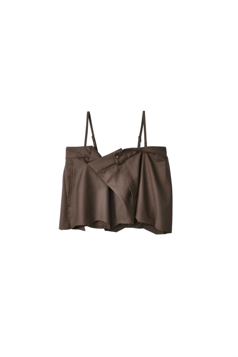 cut layered mid length skirt/brown - KNUTH MARF