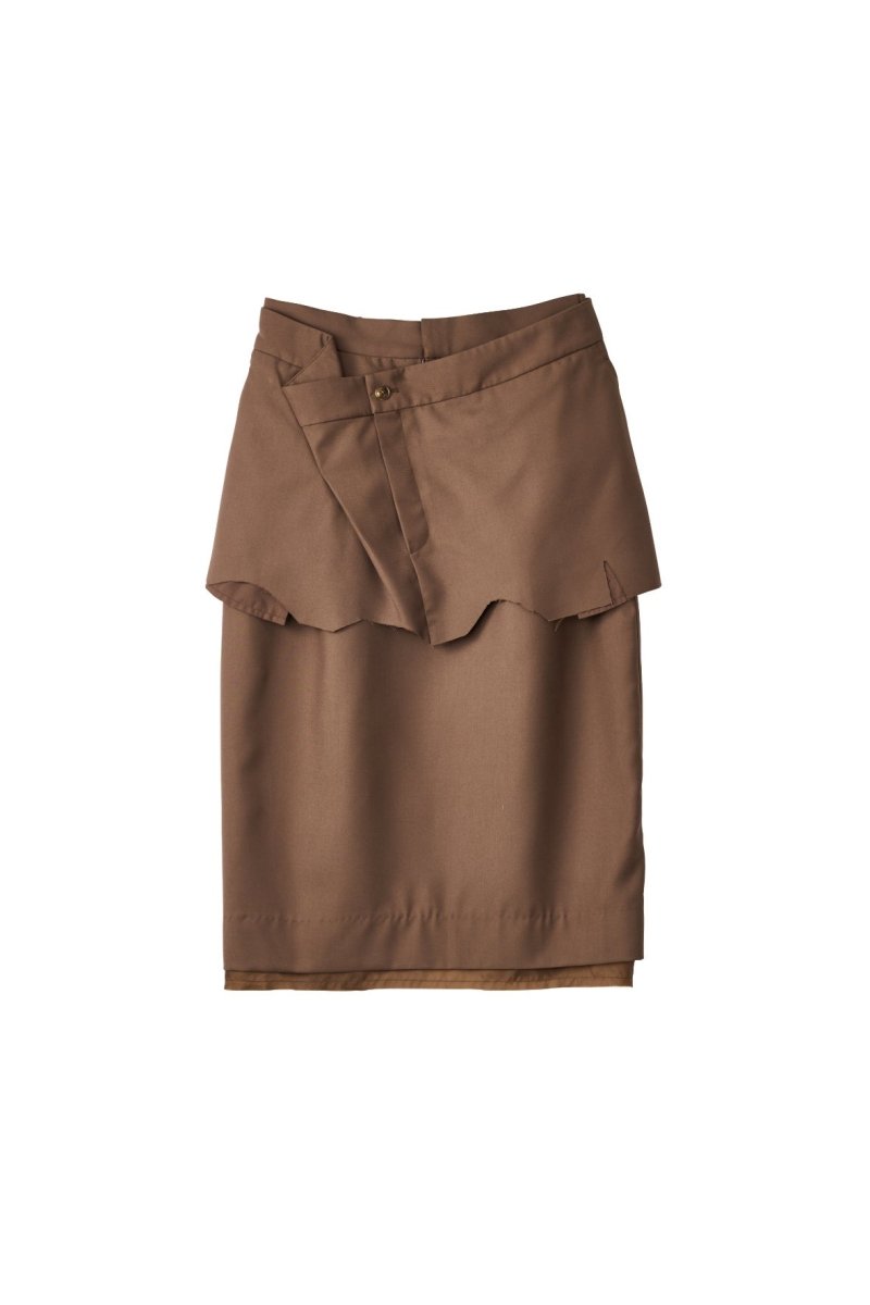 cut layered mid length skirt/brown - KNUTH MARF