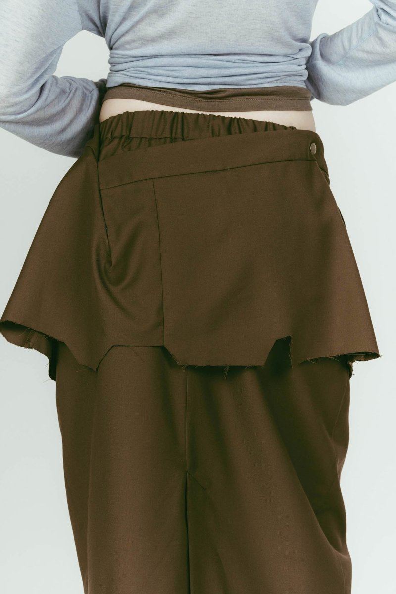 cut layered mid length skirt/brown - KNUTH MARF