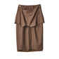 cut layered mid length skirt/brown - KNUTH MARF
