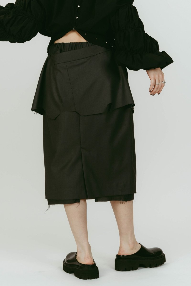 cut layered mid length skirt/gray - KNUTH MARF