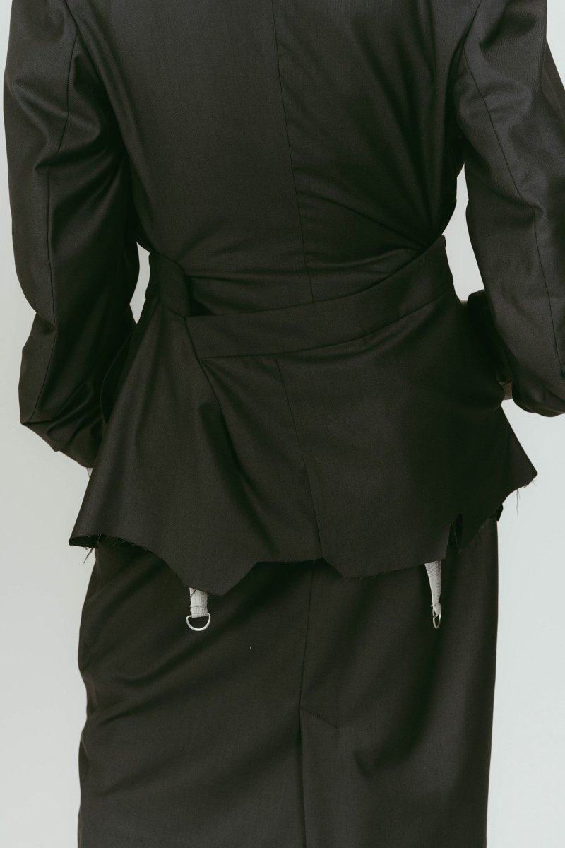 cut layered mid length skirt/gray - KNUTH MARF