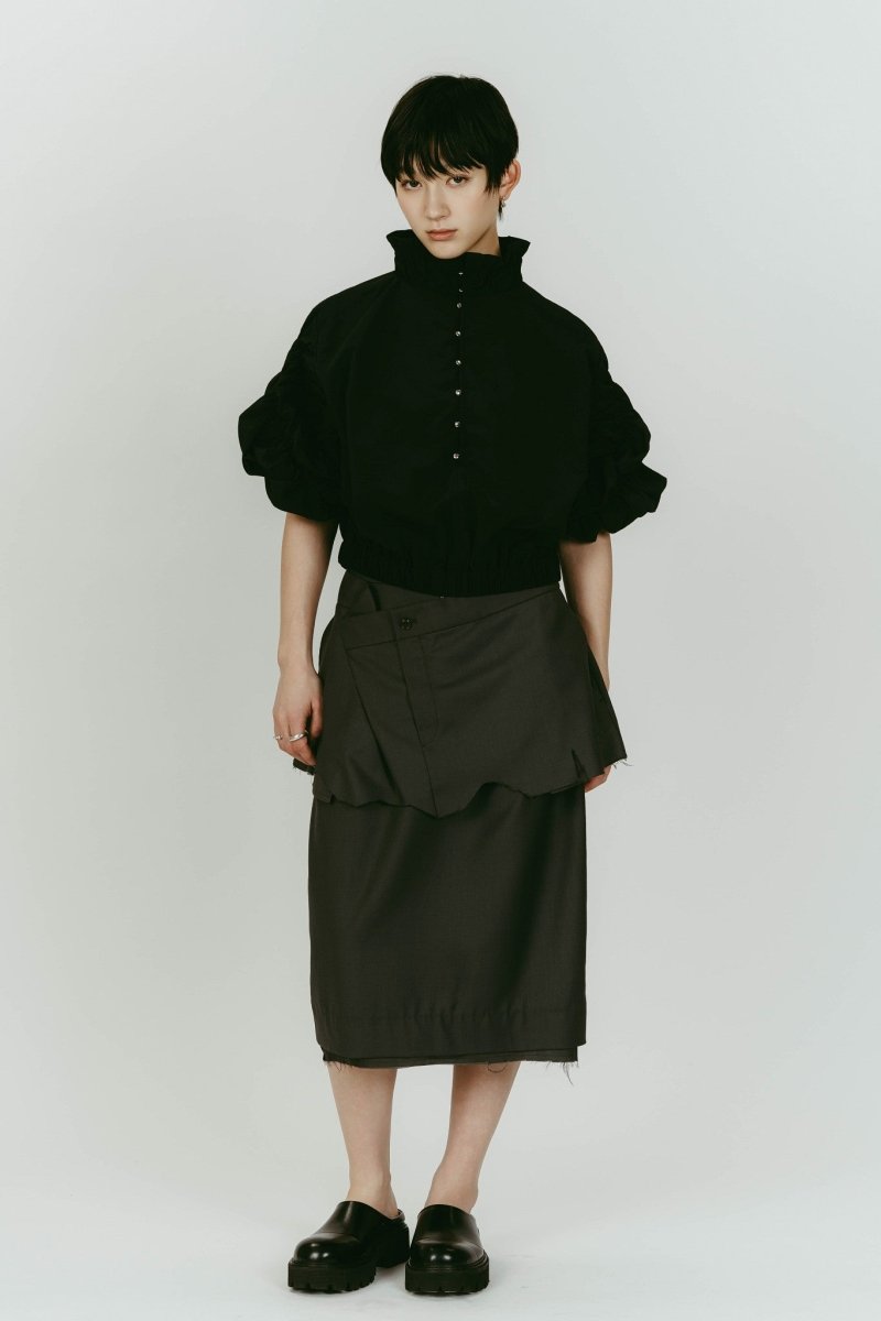 cut layered mid length skirt/gray - KNUTH MARF