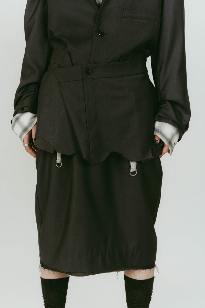 cut layered mid length skirt/gray - KNUTH MARF